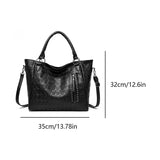 Punk Skull Crossbody PU Leather Studded Shoulder Large Capacity Top Handle Bag for Women Work Shopping