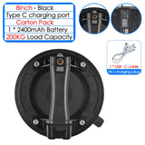 Electric Suction Cup - 200KG Load, 8in/9in Heavy Duty for Granite, Ceramic Tile & Glass Lifting. Type C Charging.