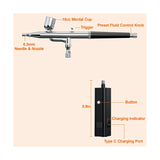 Cordless Kit with Compressor,32 PSI Handheld Air Brush Set, Dual Action Airbrush for Nail Art,Painting,Decor