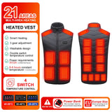 21 Heating Zones Heated Men Women USB Powered 3 Gear Temperature Control Winter Warm Vest for Outdoor Hiking Camping
