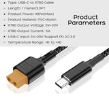 USB-C Type-C To XT60 PD 100W 20V/5A Charging Cable For Tool-Kitrc M7 M6 M6D M8S Charger,Solar Panel.