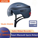 Smart for Adults 1080P 60Fps Sports Camera Bluetooth Bicycle Helmet with Turn Signal Tail Lights Flashing Riding Recorder