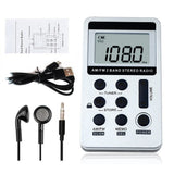 HanRongDa HRD-103 AM FM Digital 2 Band Stereo Receiver w/ Headphones LCD Screen Rechargeable Battery Portable Pocket Radio