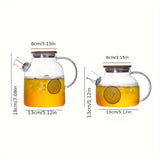 1pc, Cold Water Kettle, High Borosilicate Glass Thickened Cold Kettle, Transparent Bamboo Lid Juice Kettle, Large Capacity Heat-resistant Glass Cool Kettle