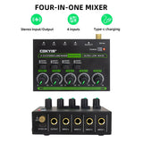 Professional Channel Stereo Converters LED Mixer Low Noise Sound 4 Input 1 Output AXFY
