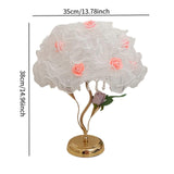 Desk Lamp with Flower Rose Decor Bedside Light for Living Room Hotel Wedding