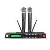 Professional Wireless Microphone Set Mic UHF Long Range Dual Antenna for Karaoke Stage Performances EU Plug