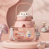 1PC Cartoon High Appearance Level Large Capacity Cute Straw Cup 860ML Temperature Resistance In Hand To Lift Water