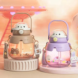 1PC Cartoon High Appearance Level Large Capacity Cute Straw Cup 860ML Temperature Resistance In Hand To Lift Water