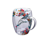 1PC True Flower Double Layer Glass Cup with High Beauty and Creative Home Coffee Cup with Grit Glass Cup and Hand Gift