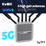 3000Mbps KuWFi 2.5G port lte wireless sim card NSA/SA Enrutador 360 wifi coverage outdoor 5g router