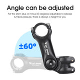 Adjustable Bicycle Variable 60 Degree Angle Aluminum Alloy Handlebar Riser Road Bike Front Fork Stem Adapter