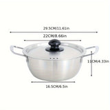 1pc Korean Ramen Noodle Pot, Stainless Steel Stockpot Soup Cooking Pot With Lid, Nonstick Saucepan Small Pasta Pot