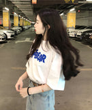Brand Retro Cartoon BF Style Oversize Male And Female Couple Short Sleeve T-shirt
