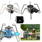 3300W Stainless Steel Camping Stove - Firepower, Burners Adjustable, Portable Spider Furnace for Outdoor Tourist Cooker