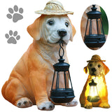 Resin Adorable Dog Figurines Ornament Gift Puppy Outdoor Solar Light Outsides Decorations for Yard Patio Lawn Porch