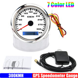300KM/H 85MM Speedometer Waterproof 7 Color Backlight Odometer Speed Gauge GPS Antenna For Mairne Yacht Boat Car Accessories