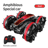 Double sided amphibious rolling and rotating remote control stunt beach toy