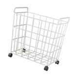 (White M) Sports Ball Storage Cart Iron Convenient Ball Cart for Garages Gym Black L