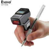 Eyoyo 2D Bluetooth Barcode with Screen Mini Wearable Wireless Finger QR Bar Code Scanner Reader Ring Scanners