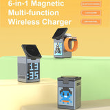 Bluetooth Speaker in 1 Wireless Charger IPhone 16 15 14 13 12 Fast Charging Station for Apple Watch 9 8 7 6 5 4 with Clock