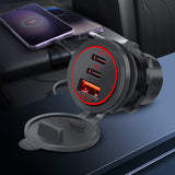 12V-24V Socket 75W PD Type C QC 3.0 Power Outlet Waterproof Fast Charge Adapter Charger for Car RV Marine