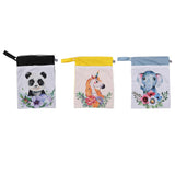 3pcs Wet Dry Bag Portable Waterproof Washable Reusable Cartoon Animal Pattern Baby Cloth Diaper Bag