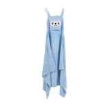 Hooded Baby Bath Towel Water Absorption Coral Fleece Cartoon Soft Infant Bath Towel Blue