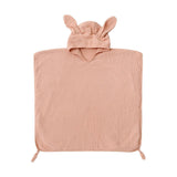 Baby Hooded Towel Pure Cotton 4 Layers Water Absorbent Wearable Bath Towel for Children Dusty Pink Rabbit Ear