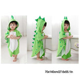 Baby Bath Towel Cotton Skin Friendly Good Water Absorption Dinosaur Style Unisex Kid Hooded Bathrobe Green 70x140/27.6x55.1in