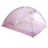 Baby Crib Net Folding Free Installation Steel Wire Breathable Infant Bed Mesh Netting Pink