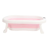 Collapsible Baby Bathtub Slip Proof Base Folding Infant Bathtub with Temperature Display for Home Pink