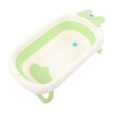 Collapsible Baby Bathtub Drain Hole Bunny Shape Infants Bathtub for Infant Travel Large Green