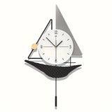 1pc Wall Clock, Sailboat Design Wall Clock, Modern Creative Wall Clock, Silent Clock, For Living Room Bedroom, Room Decor, Home Décor, Kitchen, Office Decor, Halloween Christmas Thanksgiving New Year Decor