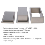 2X4in Rosin hine Pure Aluminum Pre-Pressing Mould Plate