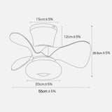 FS0021 AC220V Ceiling Fan with Lighting with Remote Control Positive Negative Rotation 3-Color Light 6-Speed Wind LED Lighting for Bedroom Living Roo