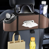 For All Fit Back PU Leather Storage Bag Waterproof Seat Organizer Foldable Multipurpose Car