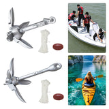 0.7/1.5KG Grapnel with 65ft Rope and Buoy Marine Anchor for Kayak Fishing Canoes Jet Ski SUP Board