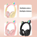Cute Cat Ear Bluetooth 5.0 Headphone Kids Girls Music Headset Wireless RGB Earphone TF Card Gaming Headphones With Mic