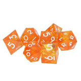 7PCS Polyhedral Dice Clear Numbers Pointed Edges Resin Dice Set for Role Playing Tabletop Games Orange