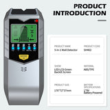 5in1 SH402 Stud Finder Sensor Wall Scanner LCD Electronic Detector Edge Center Wood Current Metal AC Live Wires Detection