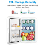 12V/220V Mini Fridge - Refrigerator Beauty Cooler and Warmer. Refrigerators with Constant Temperature for Skincare Preservation. For HOME and CAR
