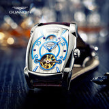 GUANQIN Sapphire Men's Leather Watch Automatic Date Luxury Mechanical Watch Stainless Steel Men's Clock Relogio Masculino 2022