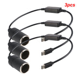 Car Electronics Cigarette Lighter Socket Power Adapter Converter USB Type C Chargers 5V To 12V Cable Extender Auto Accessories