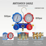 Car Air Conditioning Manifold Hose Kit for R410A R134a R404A R22 Refrigerant Pressure Gauge Set with Box
