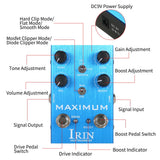 IRIN Overdrive Effect Pedal 2 Toggle Mode Switch Tone/Gain/Volume/Boost Controls for Electric Guitar - MAXIMUM