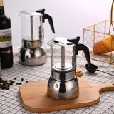Stainless Steel Pot Caffe hine Glass Espresso Makers Latte Percolator Stove Top Moka Coffee Maker 200/300/450ML