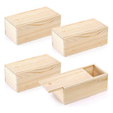 4 Pack Unfinished Wood Storage With Slide Lid, Vintage Keepsake Case Cards Container Small Gift Box For Art Hobbies, Durable