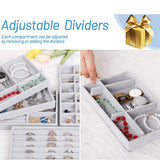 Tray, 5 Pcs Stackable Veet Organizer for Drawer, Jewelry Storage Display Trays Showcase
