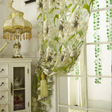 White Striped Yarn Translucent Curtain For Bedroom